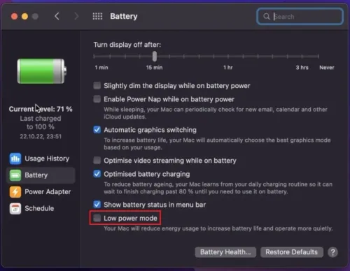 System Settings > Battery