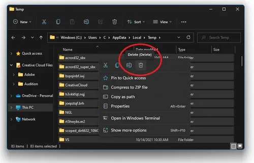 Delete your temporary files