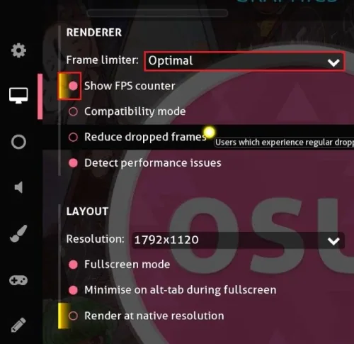 osu! > Settings > Graphics