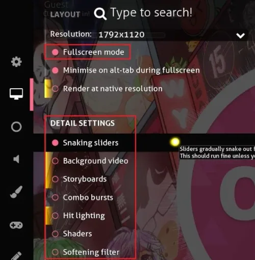 osu! > Settings > Detail Settings