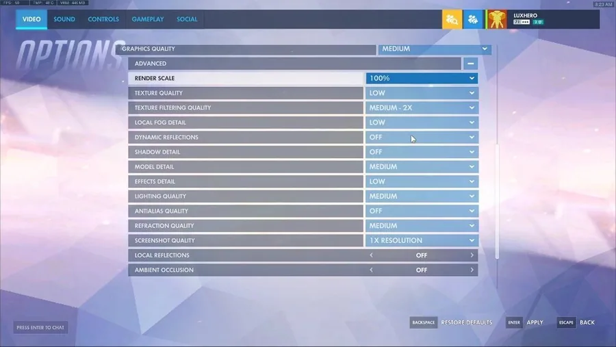 Advanced Video Settings
