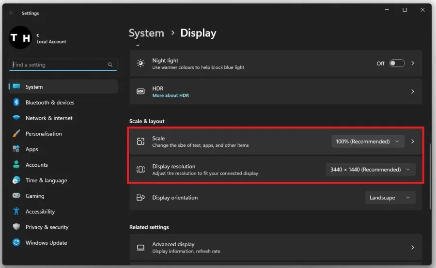 Windows Settings > System > Display > Scale & Layout