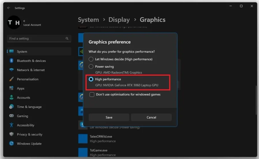 Change the Graphics Preference for Overwatch 2 to High Performance