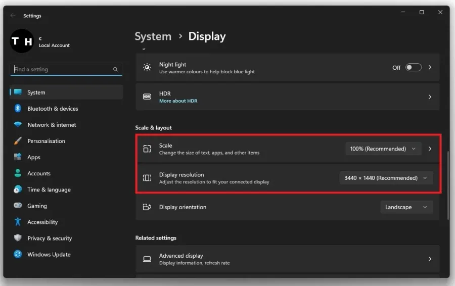 Windows Settings > System > Display > Scale & Layout