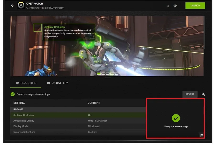 GeForce Experience > Home > Overwatch 2 > Optimize