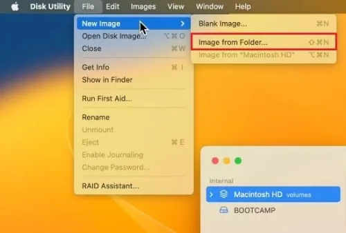 Disk Utility > File > New Image > Image from Folder…