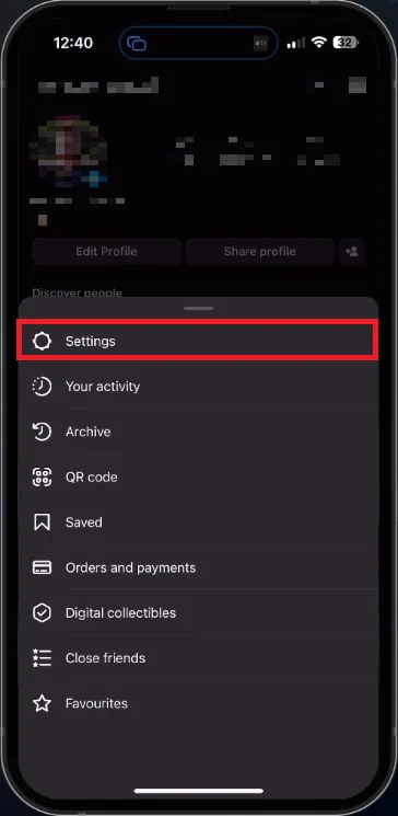 instagram account settings