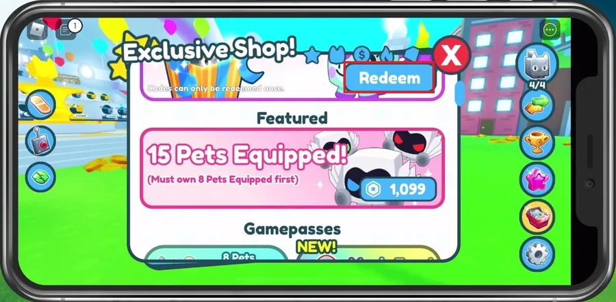 Enter Pet Simulator X Codes on Mobile