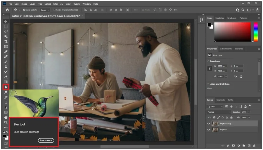 Select the Blur tool