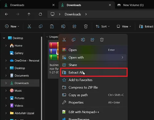 extract template file