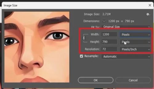 change your image size
