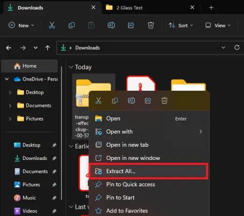 Extract the downloaded template file