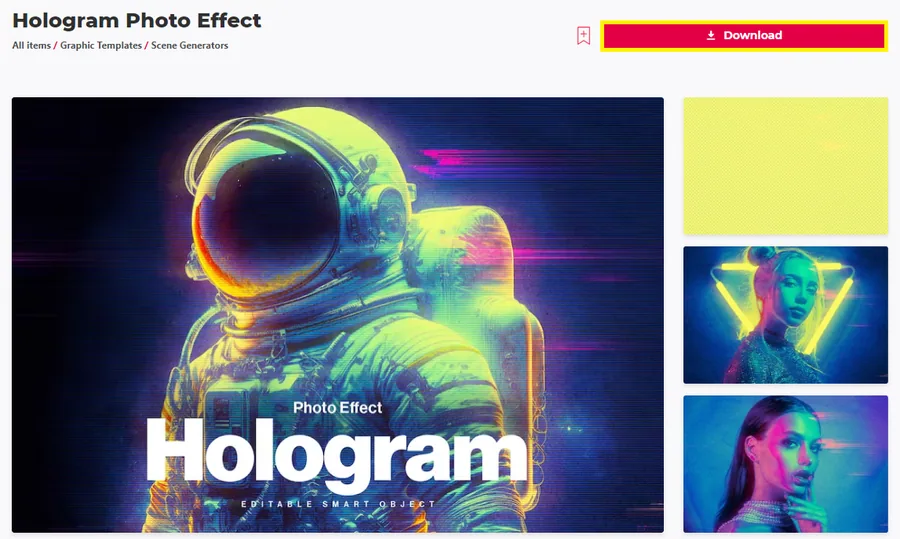 download hologram effect template