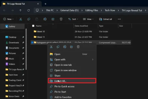 extract template file