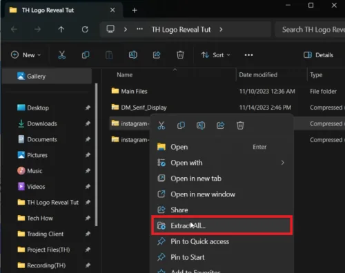 extract compressed file