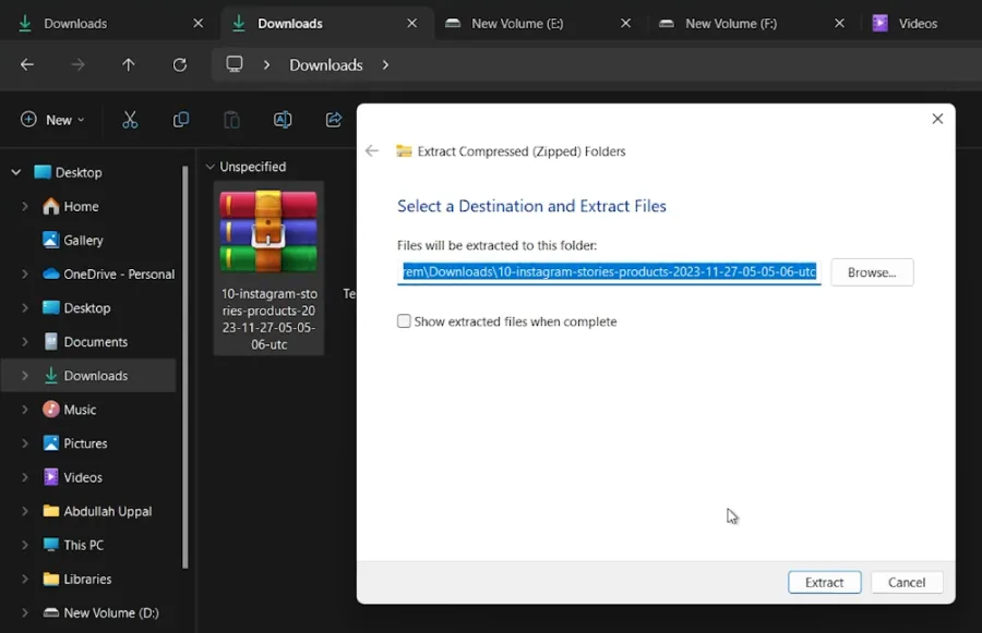 extract files