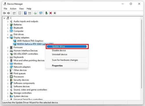 Device Manager > Display Adapters > Update Driver