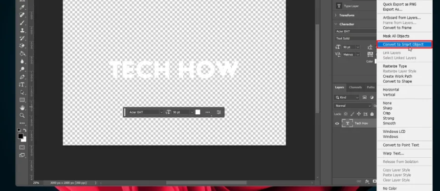 change text smart object