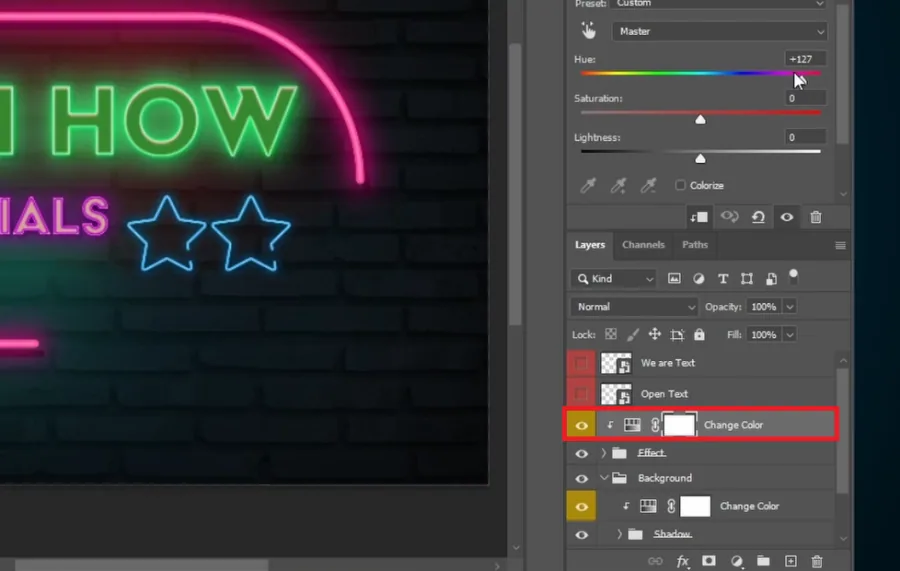 change neon color