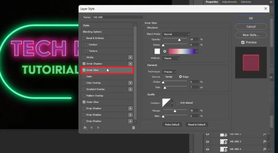 change glow settings