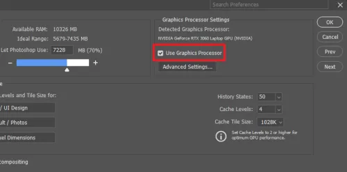 Photoshop Preferences > Performance > Use Graphics Processor