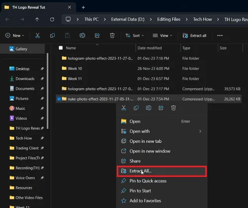 extract template file