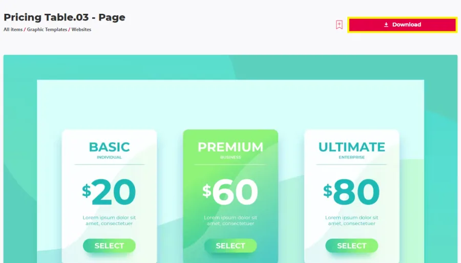 download pricing table template