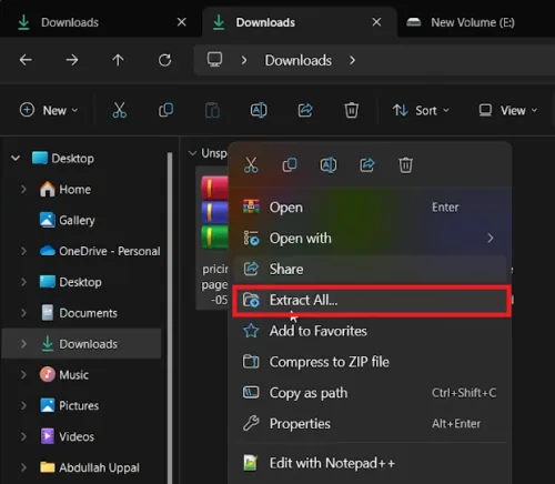 extract template file