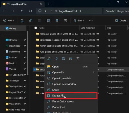 extract template files