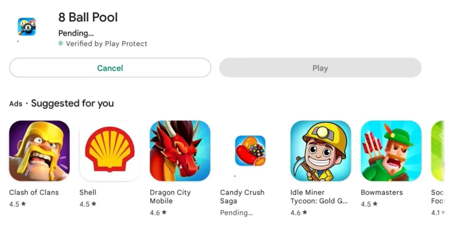 Google Play Store > 8 Ball Pool