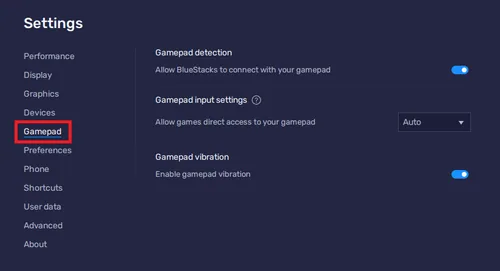 bluestacks gamepad settings
