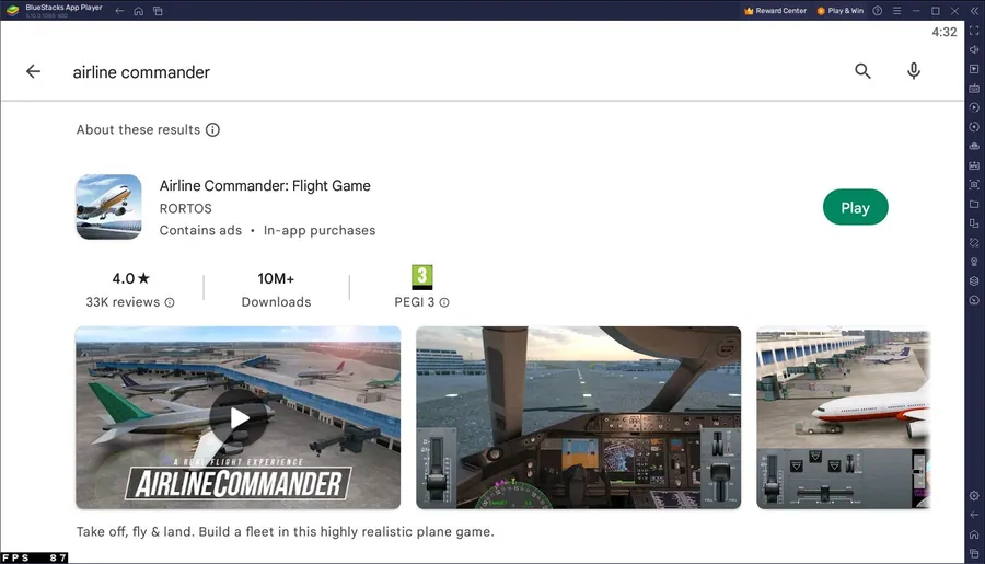 Google Play Store > Airline Commander