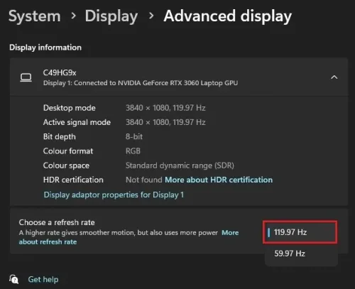 System Settings > Display > Advanced Display
