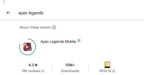 Google Play Store > Apex Legends Mobile