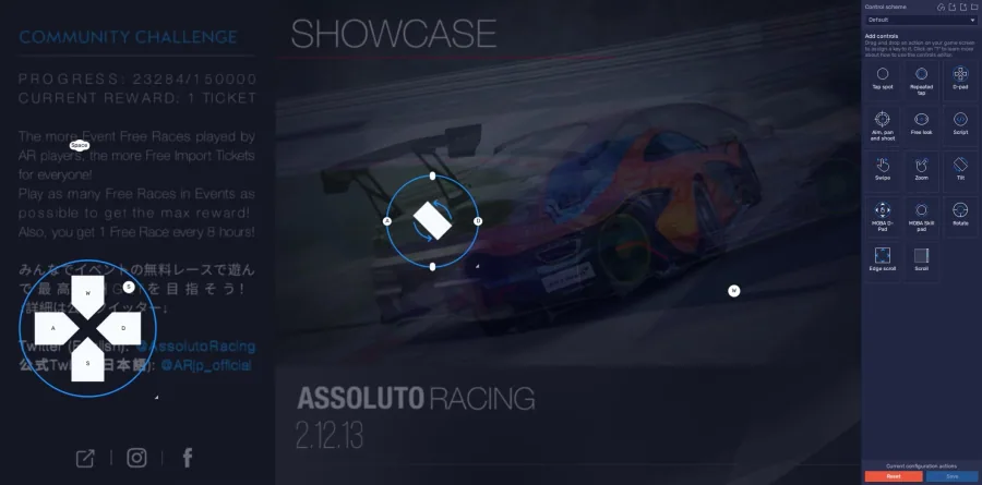 adjust the controls for assoluto racing