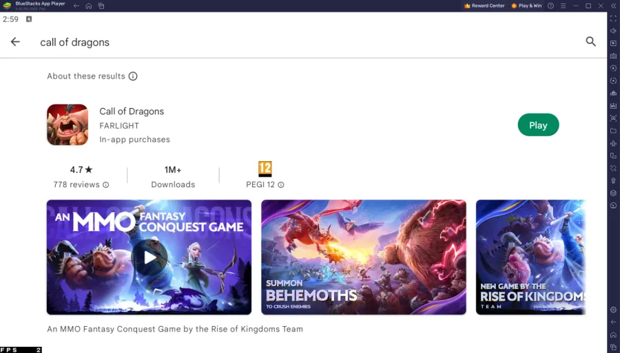 download call of dragons in play store