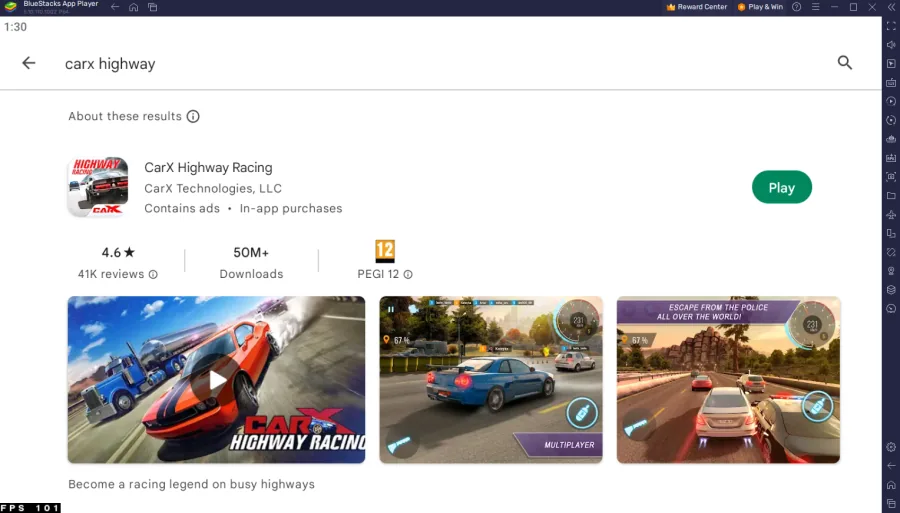 Google Play Store > Carx Highway Racing
