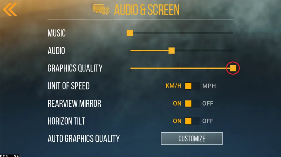 CarX Highway Racing Audio & Screen Settings