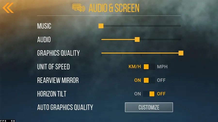 CarX Street Audio & Screen Settings