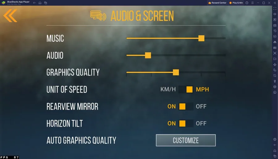 carx street audio and screen settings