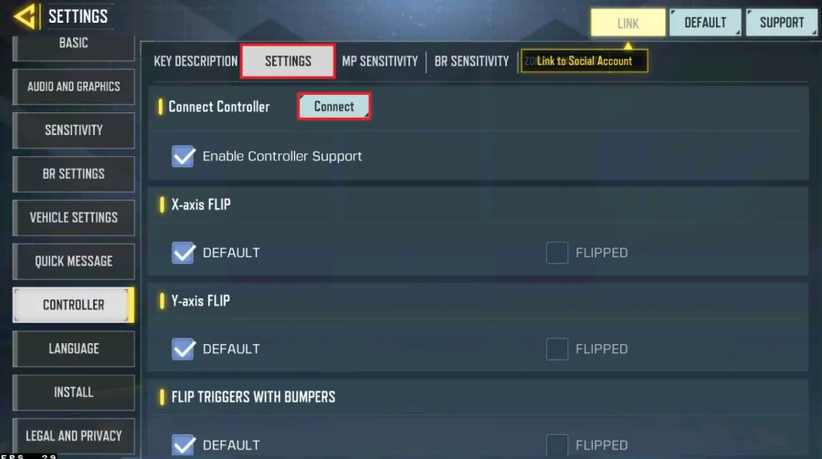 Call of Duty Mobile Settings > Controller