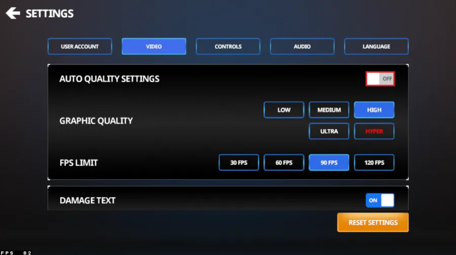 Critical Strike Graphcis Settings