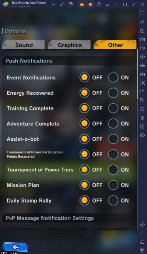 Dragon Ball Legends “Other” Settings