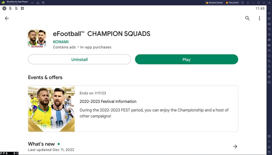 Google Play Store > eFootball