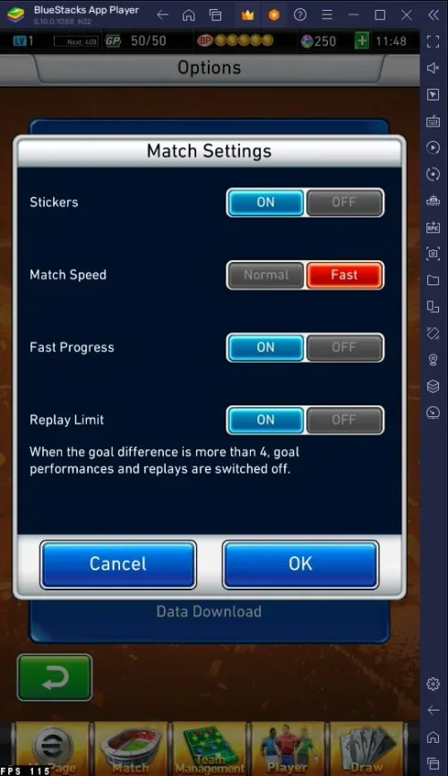 eFootball 2023 Match Settings