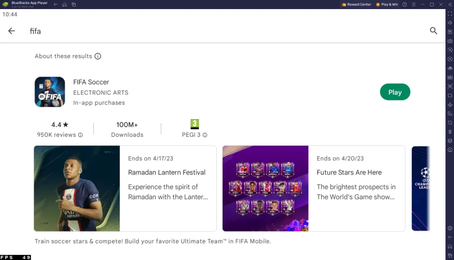 install FIFA mobile from the play store