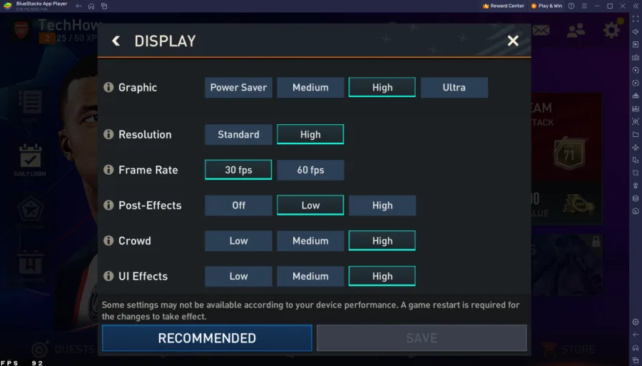 fifa mobile display settings