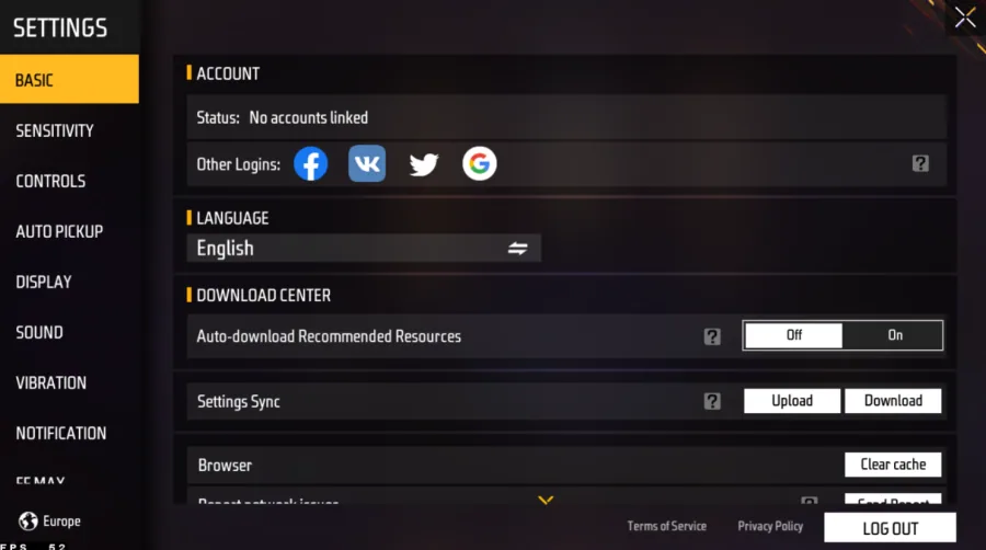 Free Fire MAX Basic Settings