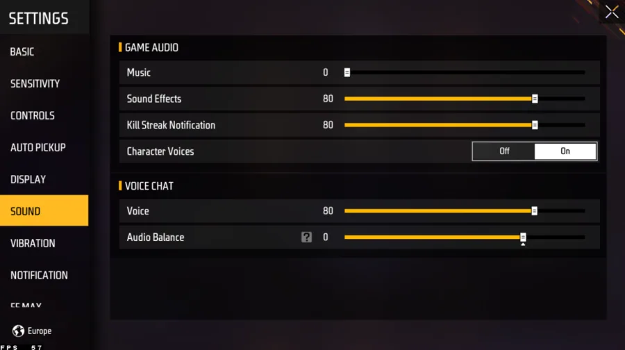 FFM Sound Settings