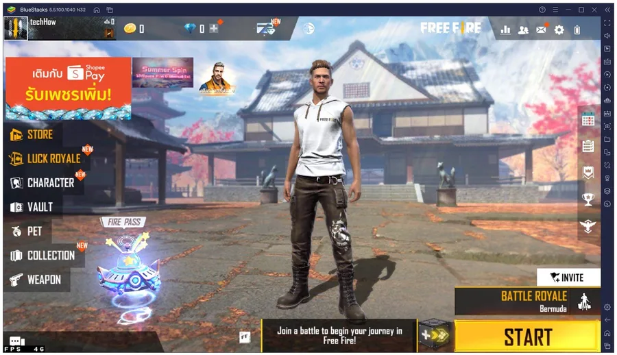 Free Fire on the BlueStacks 5 emulator (Windows)